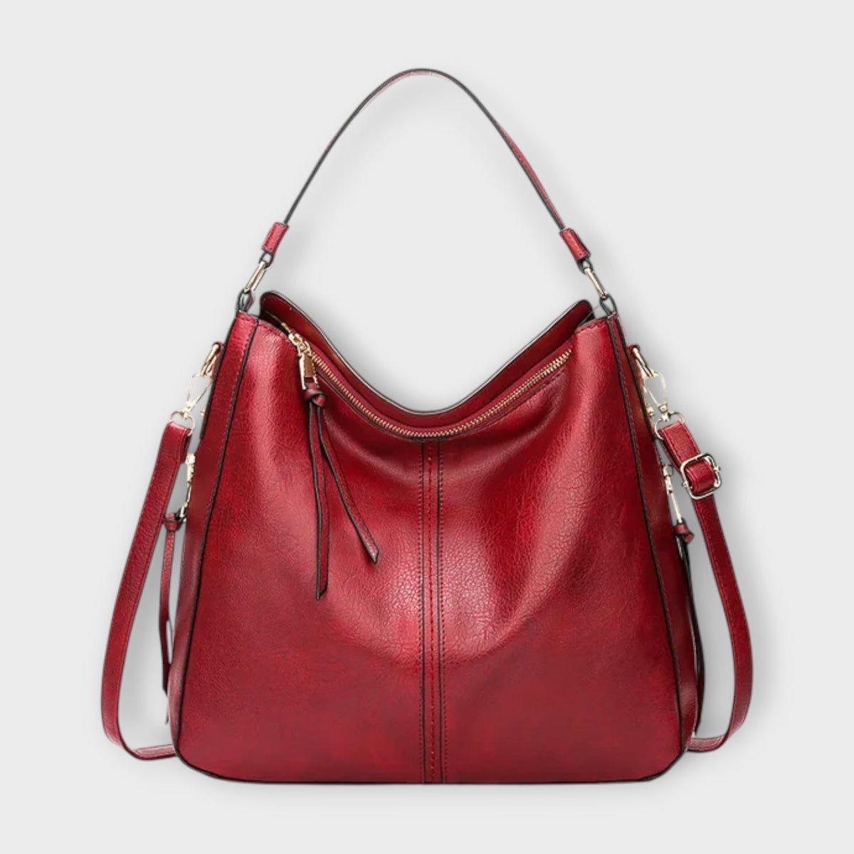 Arvignon large slouchy hobo bag in red, front view