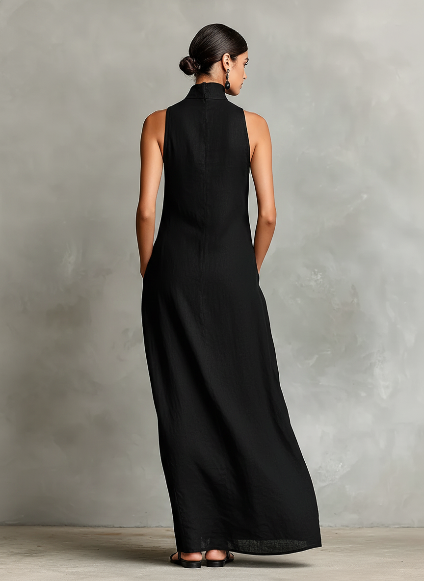 Chrissy maxi dress in black, back view