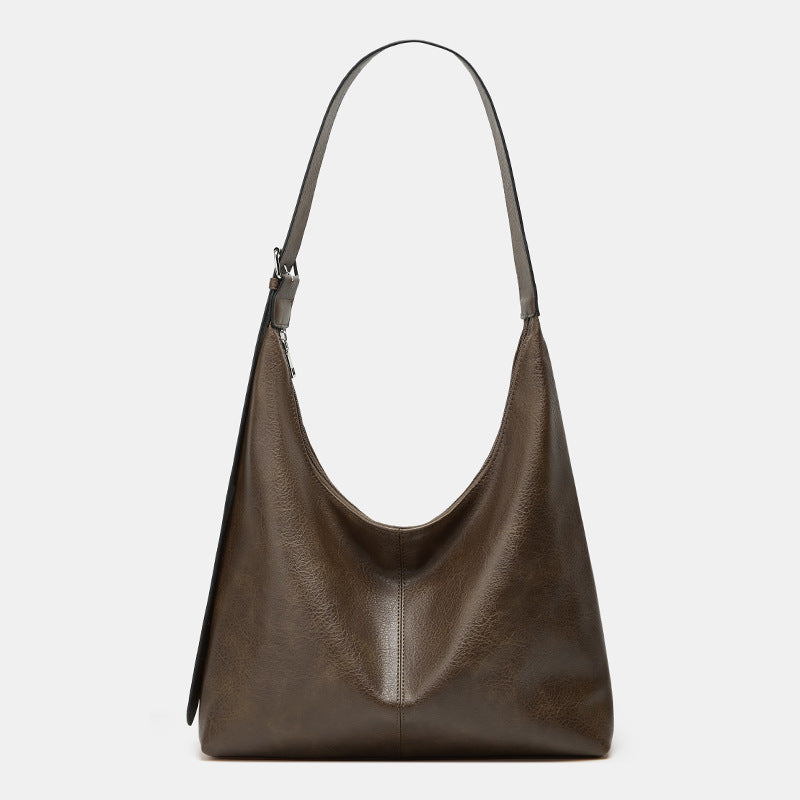 Victoria large capacity shoulder bag in grey, front view
