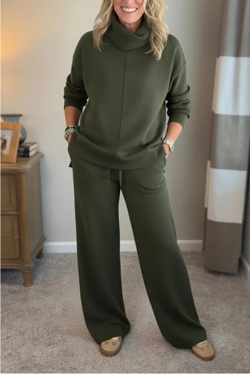 Corinne two-piece set in green, full-length front view
