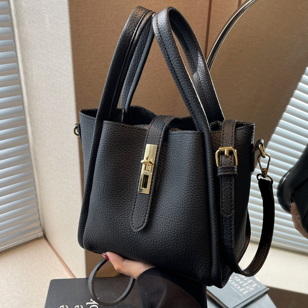 Gypsy retro crossbody handbag in black, front view