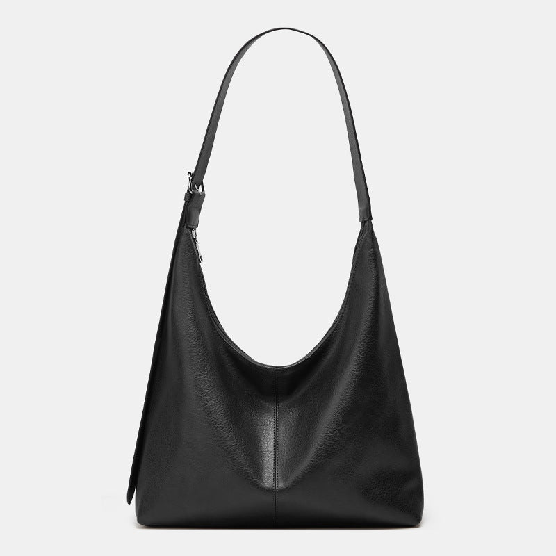 Victoria large capacity shoulder bag in black, front view