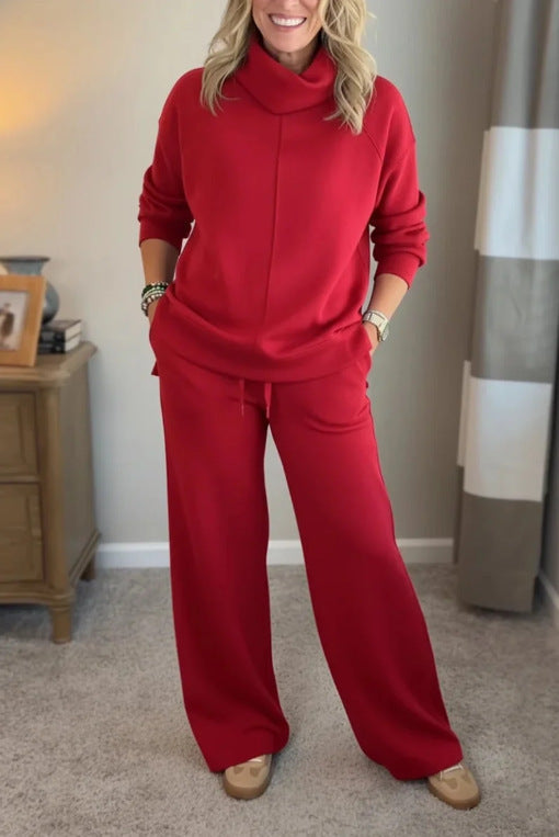 Corinne two-piece set in red, full-length front view