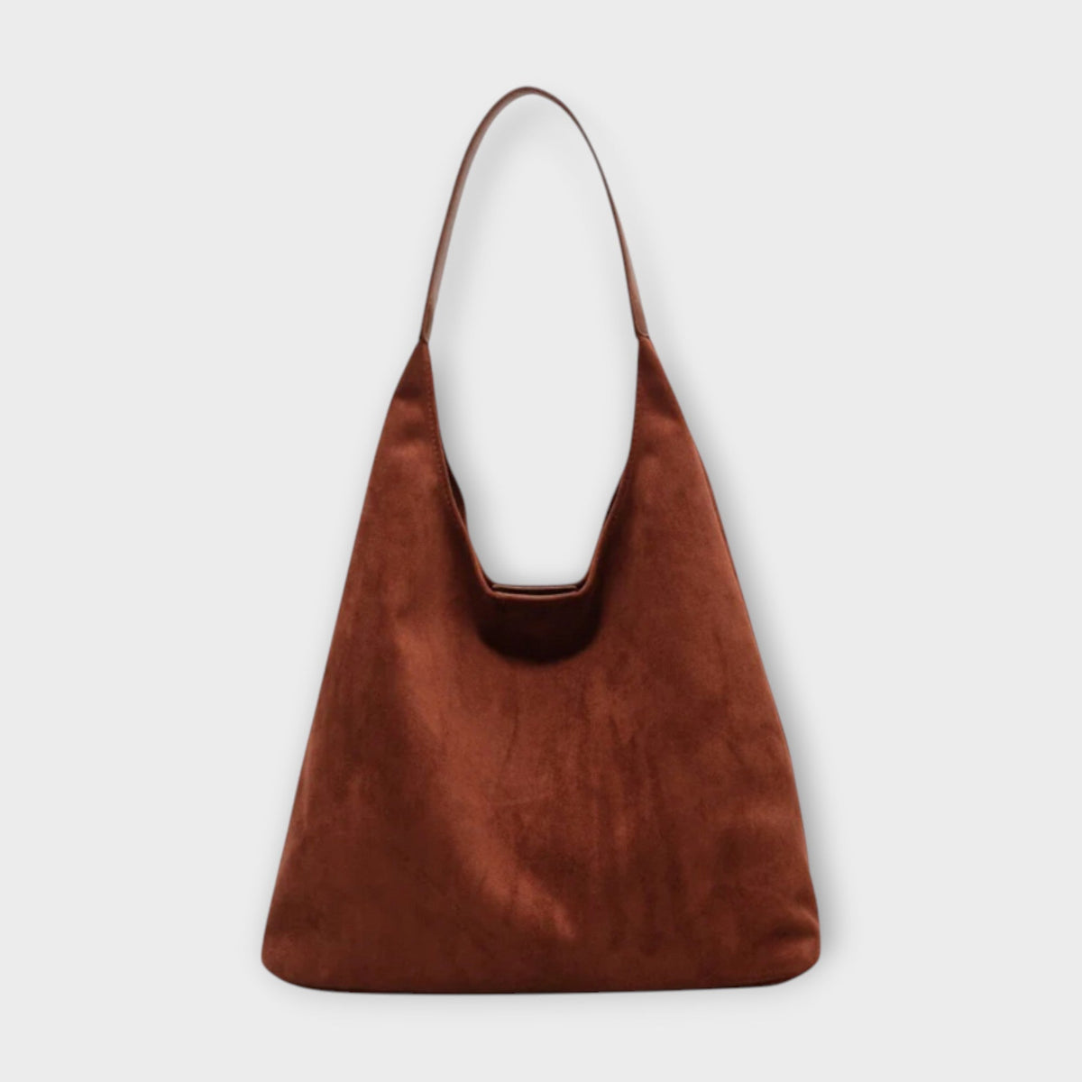Arseline slouch handbag in coffee brown, front view