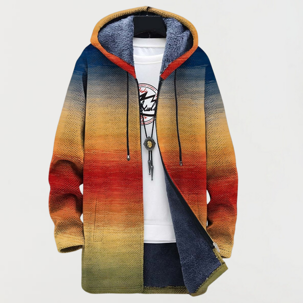 Rory sunset gradient hooded coat in multicolour, front view
