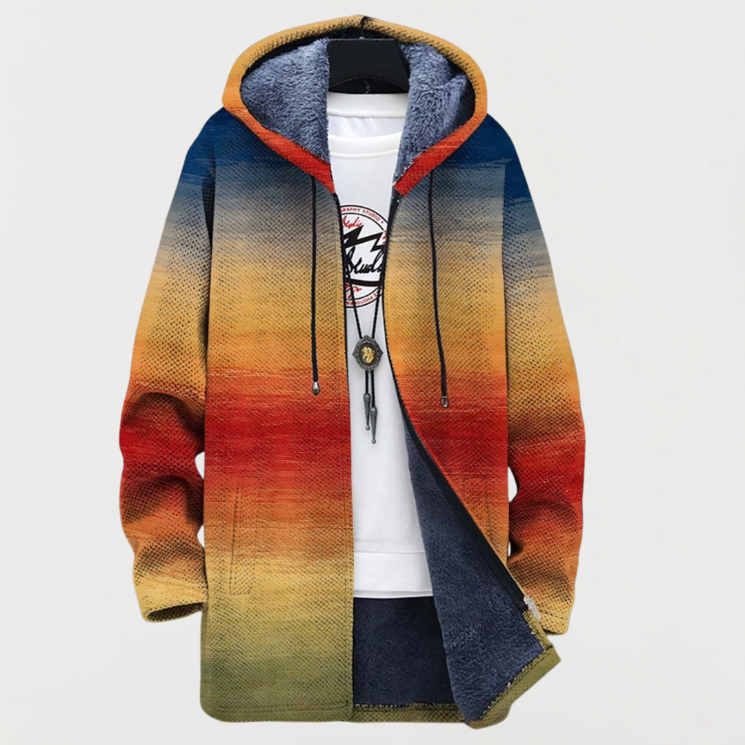 Rory sunset gradient hooded coat in multicolour, front view