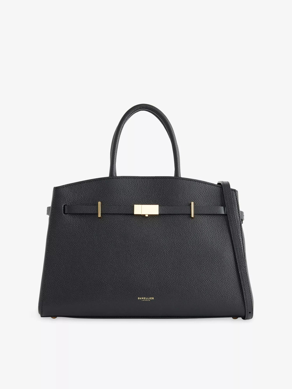 Amélisse structured midi handbag in black, front view