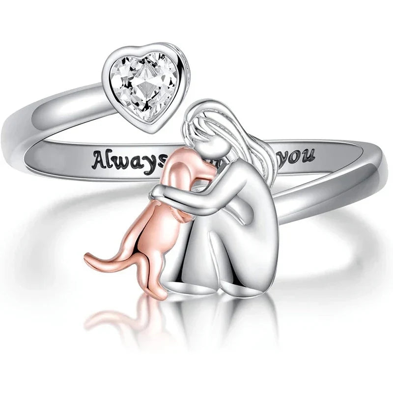 Embrace two-tone ring in silver and rose gold, front product view