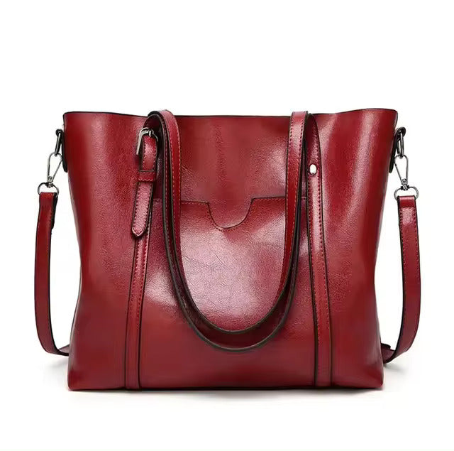 Daphira sleek shoulder bag in red, front view