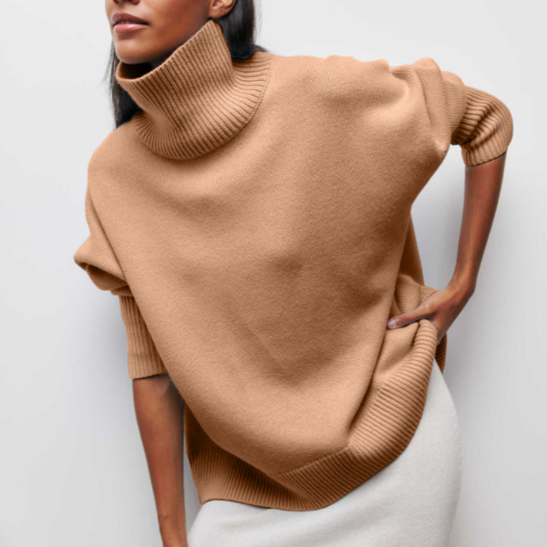 Adrianelys high-neck sweater in khaki, front view