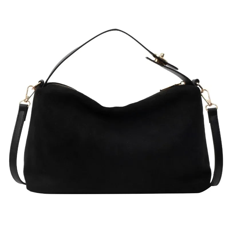 Marielle shoulder bag in black, front view with detachable strap