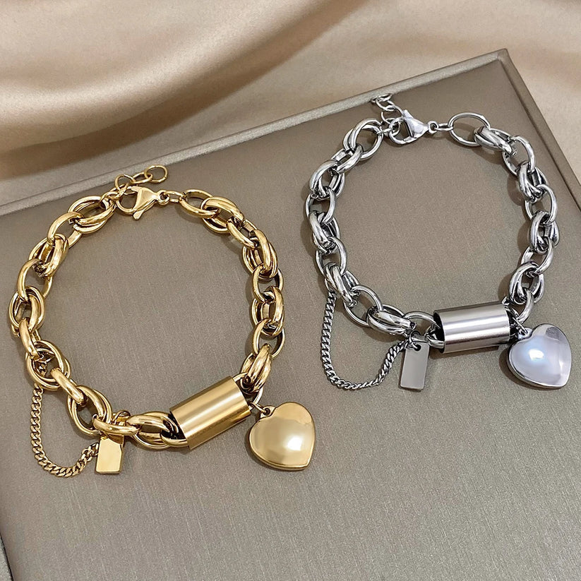 CHUNKY GOLD HEART BRACELET