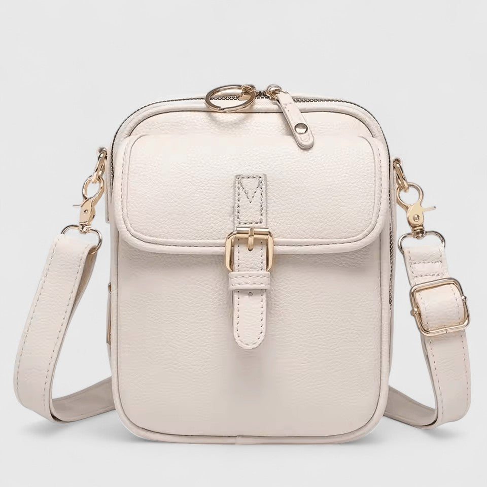 Seraphina crossbody bag in white, front view