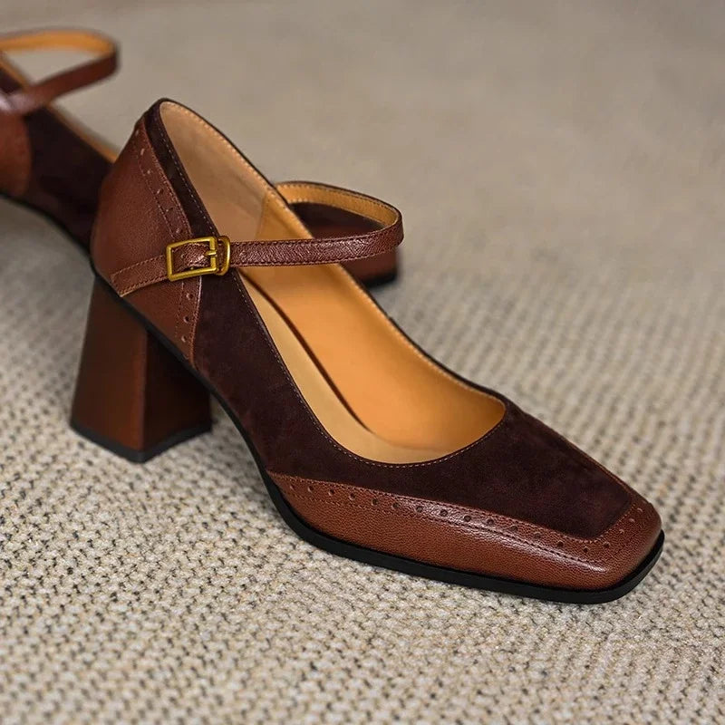 Ellie classic pumps in brown, angled product view