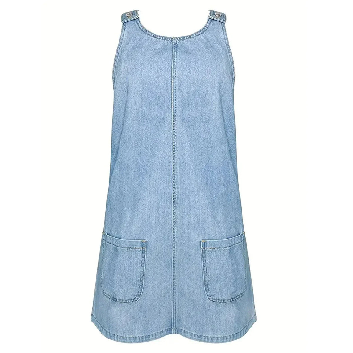Saylor denim-look dress in light blue, flat front view