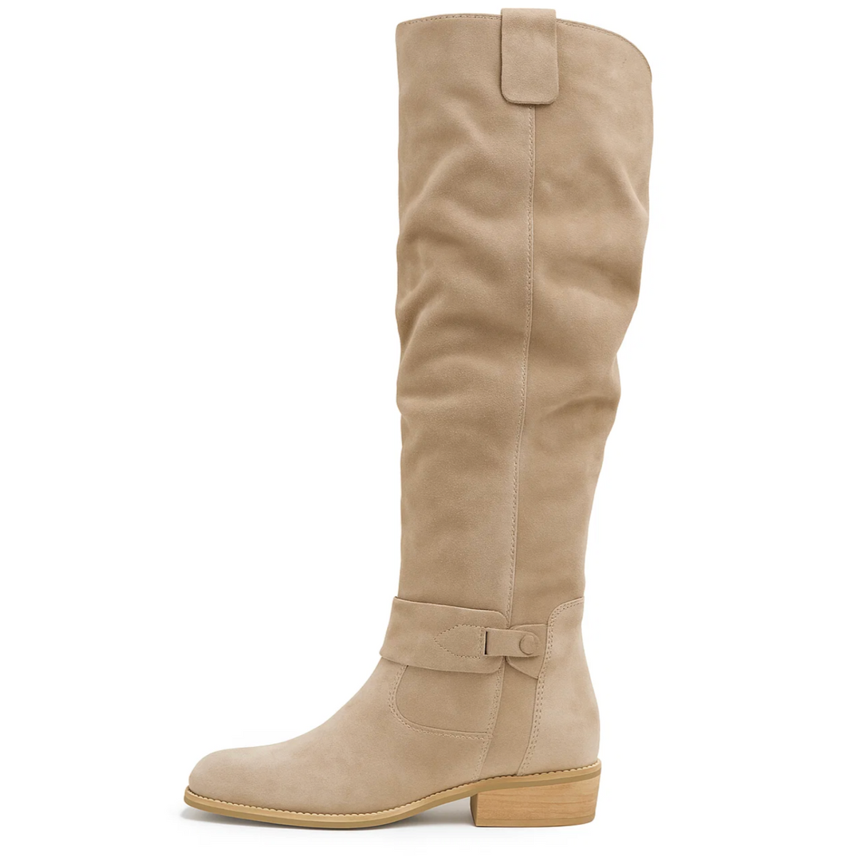 Coraline suede boots in beige, inner side view