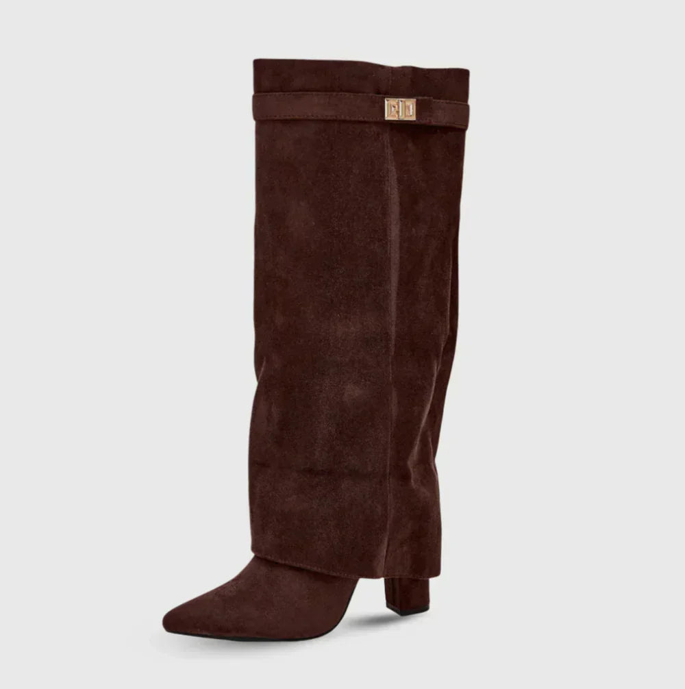 Suedora high suede boot in brown, side product view