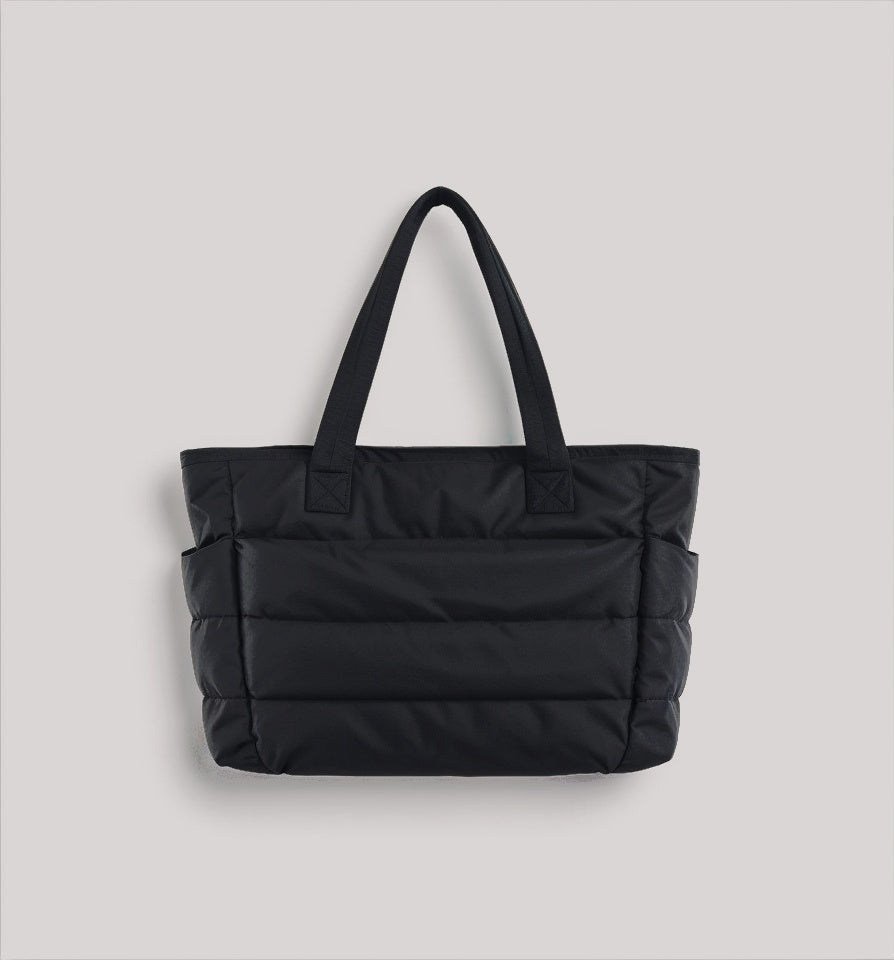 Calyss bubble shoulder bag in black, front view