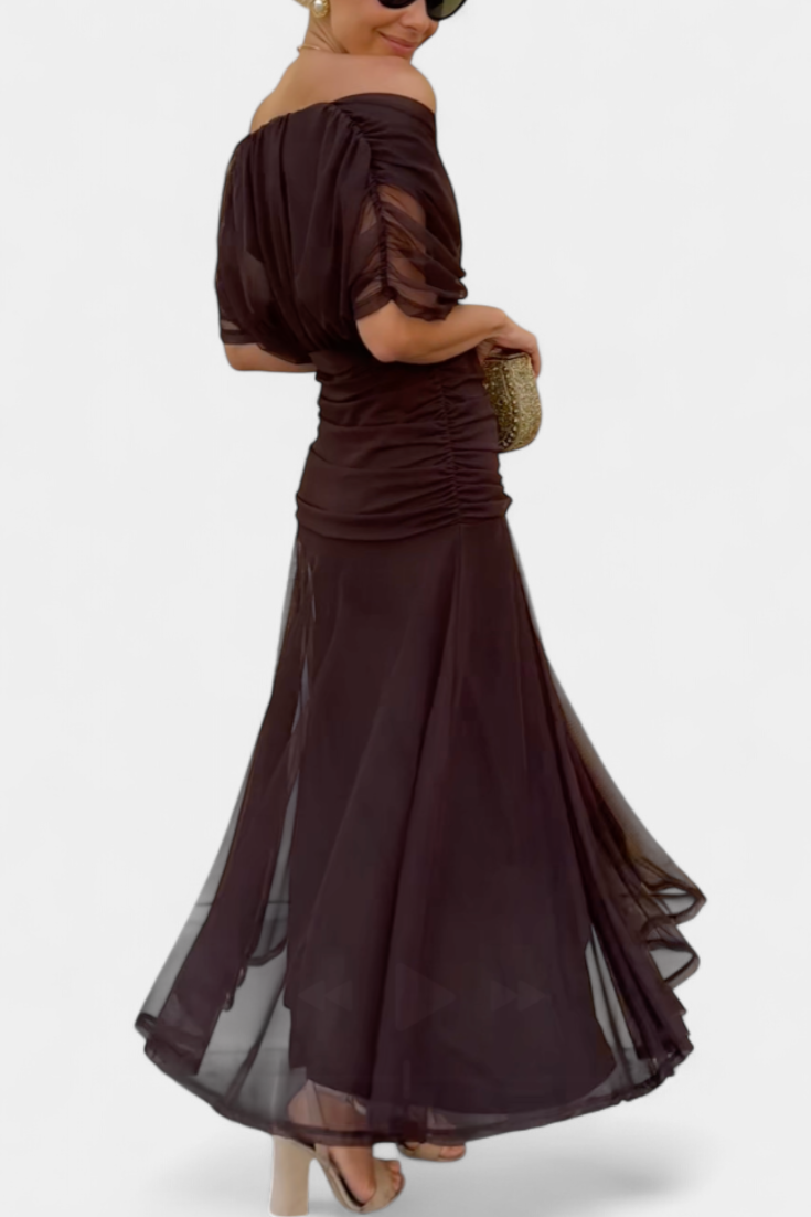 Florendra long dress in brown, full-length back view