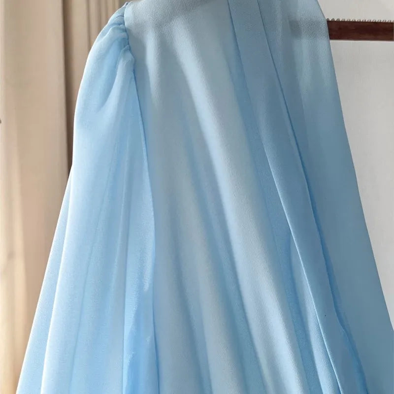 Morwenna dress sheer light blue sleeve and bodice detail