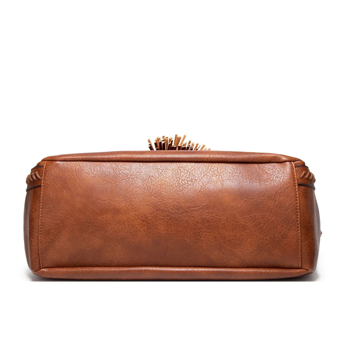 Elowen leather tote bag in brown, base view