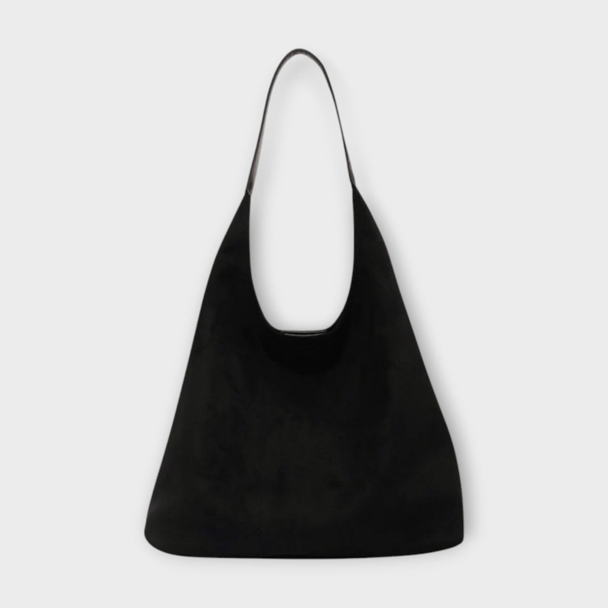 Arseline slouch handbag in black, front view