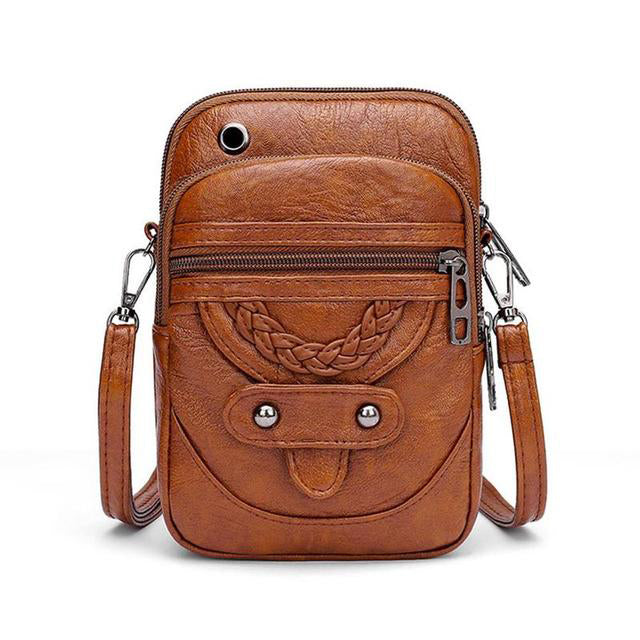 Irena vintage crossbody bag in brown, straight-on product view