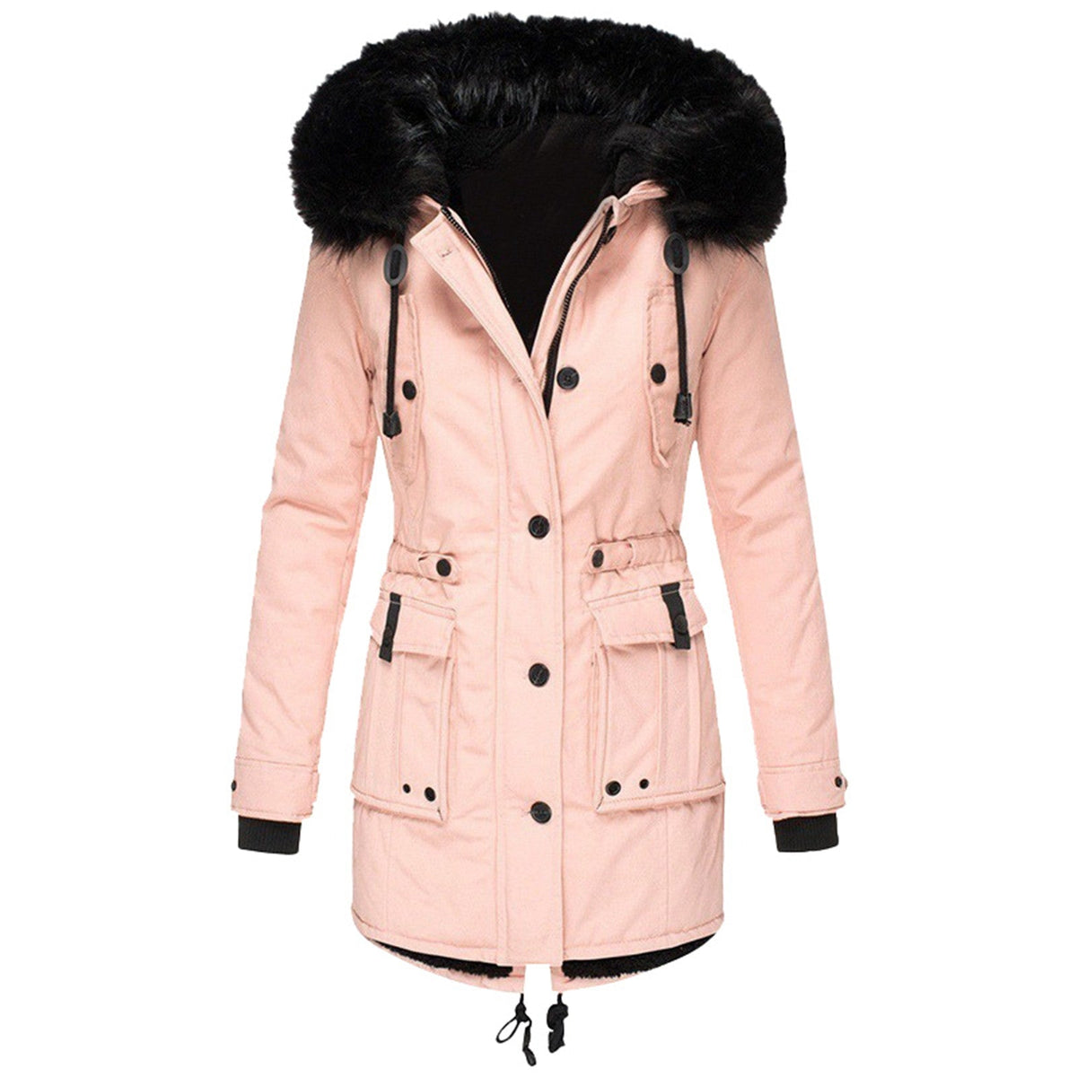 Bronte elegant winter coat in pink, front view