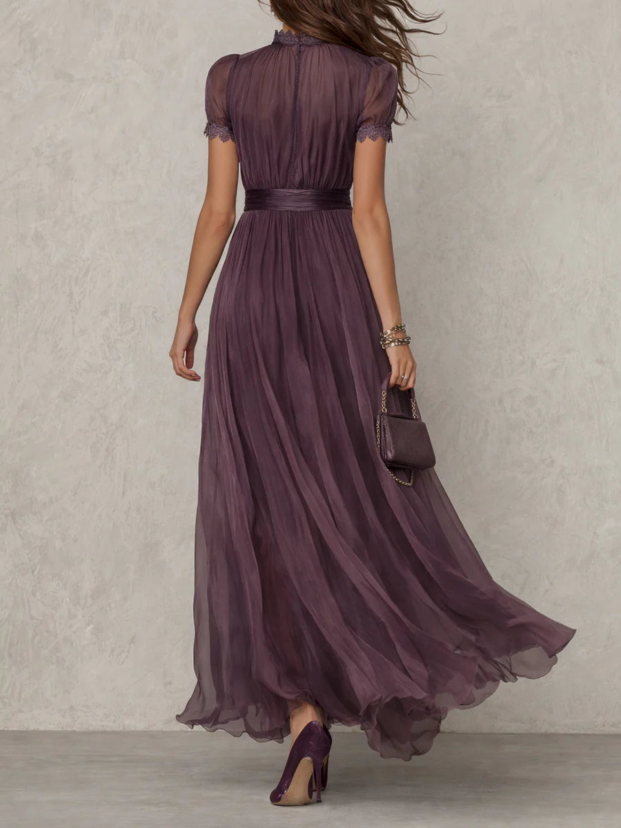 Ruby flowing maxi dress in purple, back view