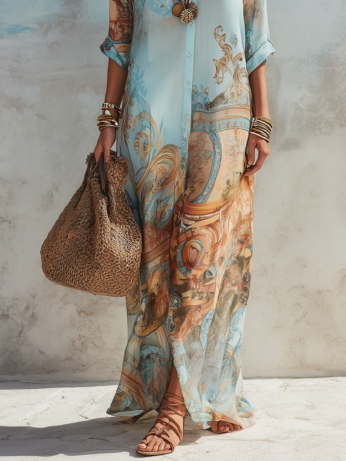 LIORA™ | Bohemian Paisley Maxi Dress