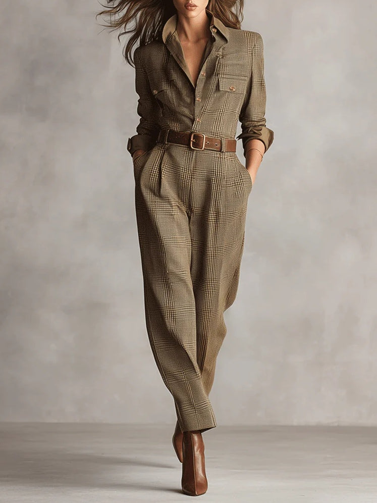 Corenne - Elegant Plaid Dress