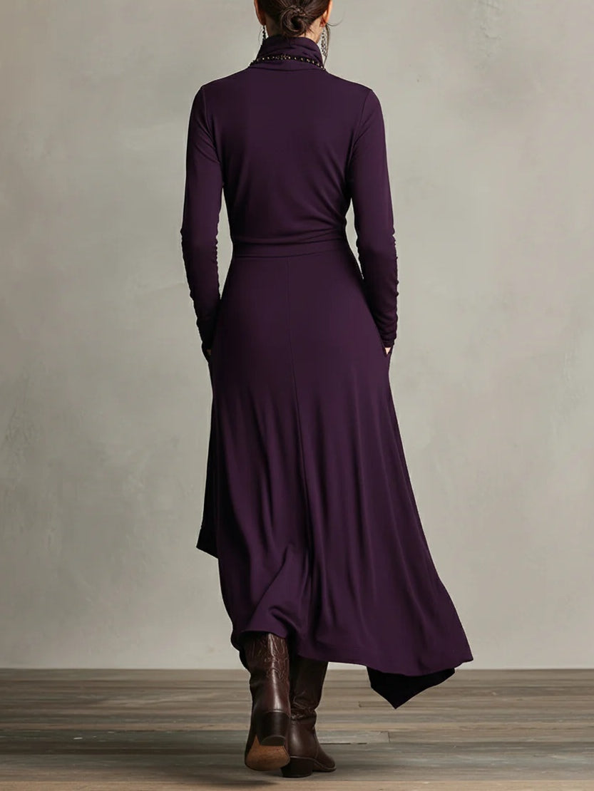 Nellie elegant maxi dress in purple, back view