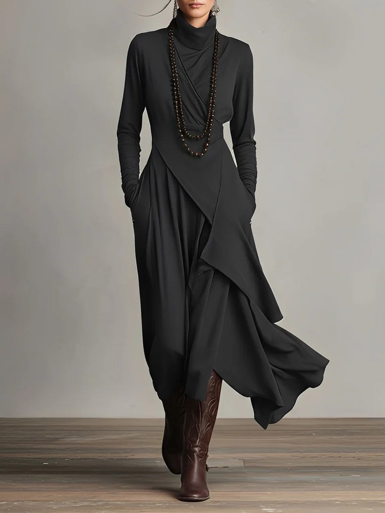 Nellie elegant maxi dress in black, full-length front view