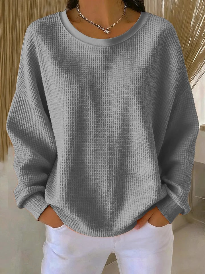 Nuria classic textured jumper in grey, front view