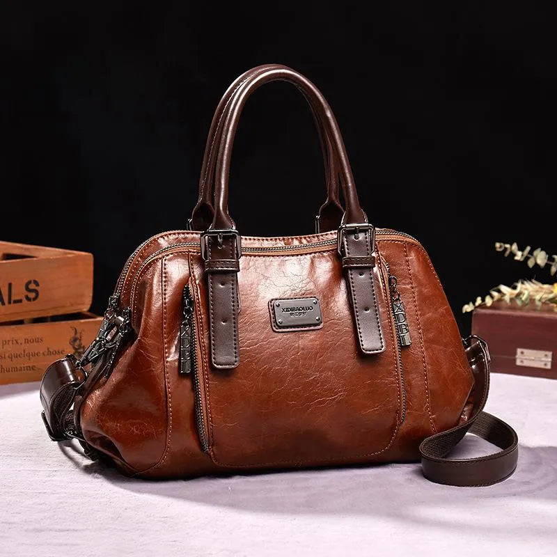 Eveline chic handbag in brown with detachable shoulder strap