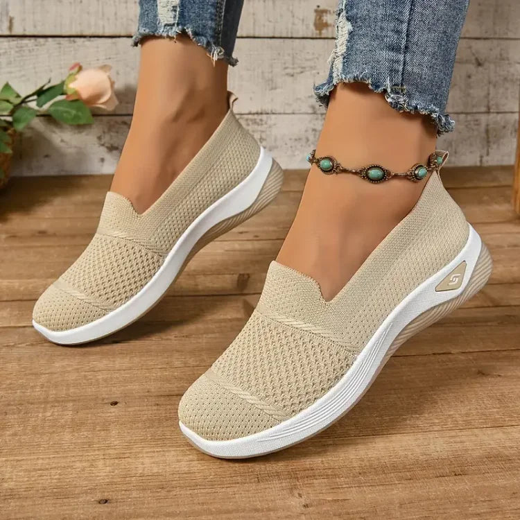 Azalea slip-on sneakers in beige, worn front view