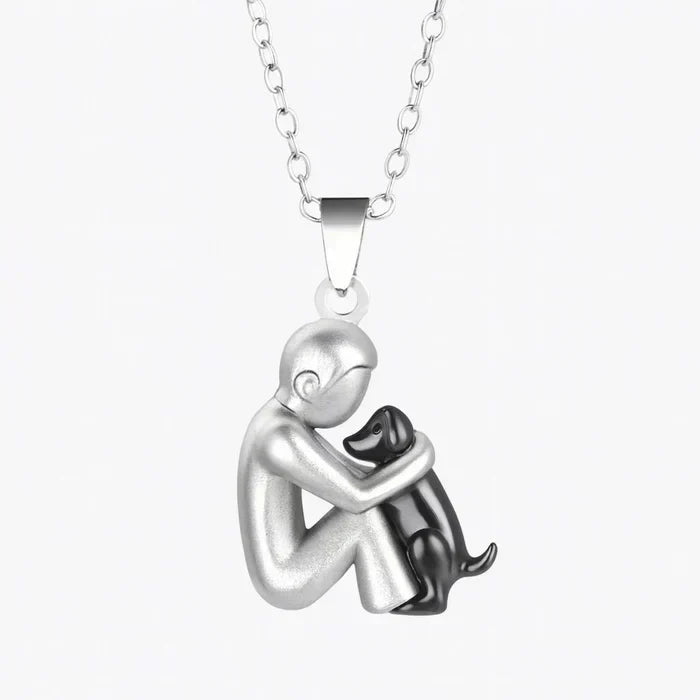 Eternal Friendship pendant in silver and black, close-up front view