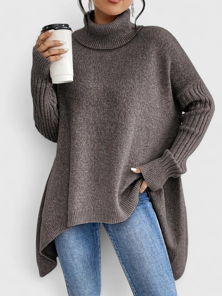 Keiralyss turtleneck sweater in espresso brown, front view