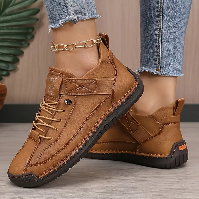 Thessaly supportive sneakers in brown, worn side view