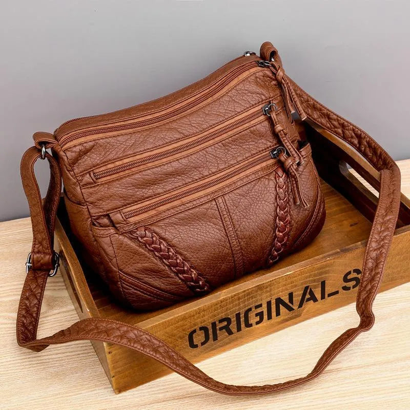 Vionelle soft elegance bag in brown, front view with braided detail