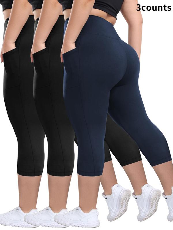 Zinnia capri leggings in black and navy, back view with high waistband