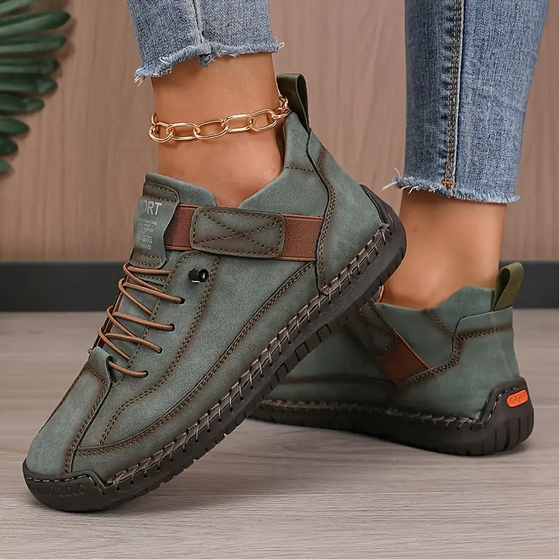 Thessaly supportive sneakers in green, worn side view