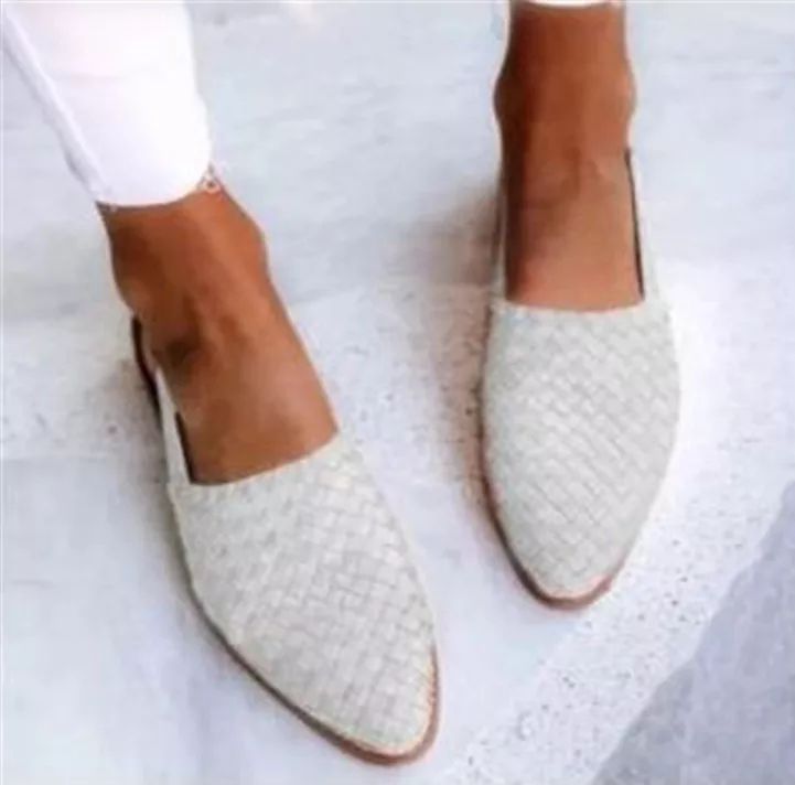 Ismeris woven loafers in white, worn top view