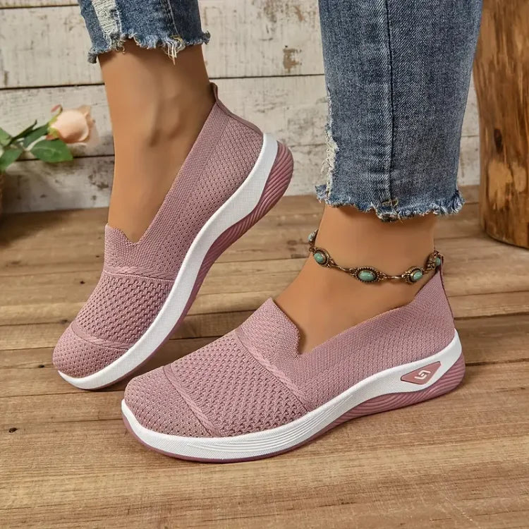 Azalea slip-on sneakers in pink, worn front view