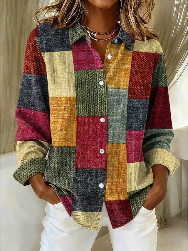 Merritt vintage patchwork blouse in multicolour, front view