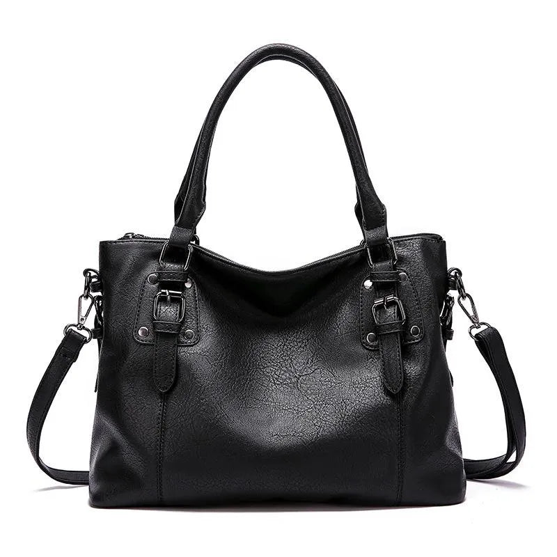 Evadne elegant shoulder bag in black, front view