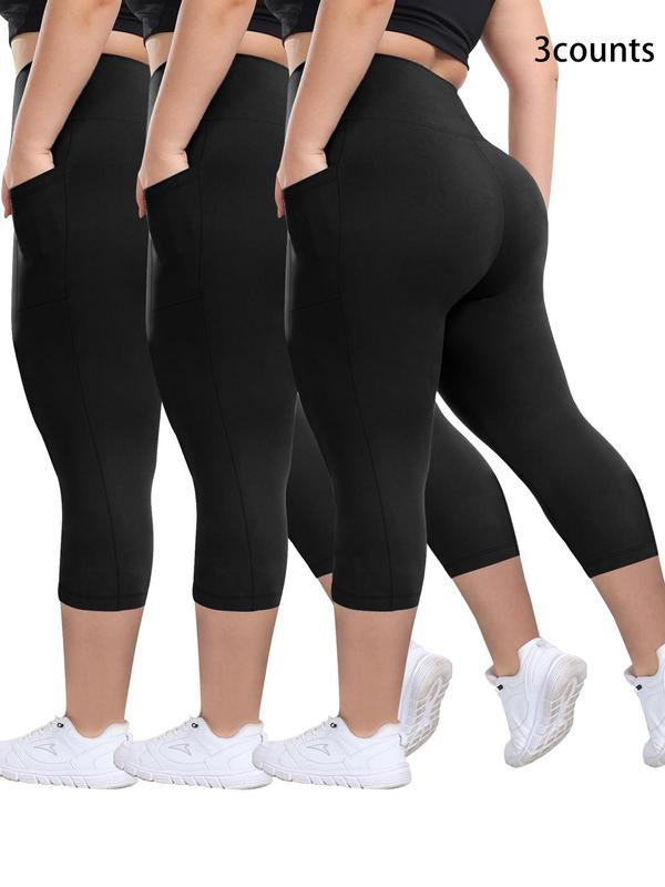 Zinnia capri leggings set in black, three pairs shown from behind