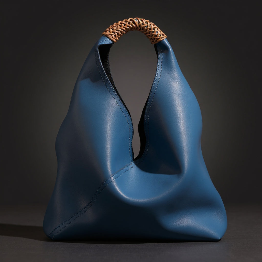 Sienna slouchy top handle bag in royal blue, front view