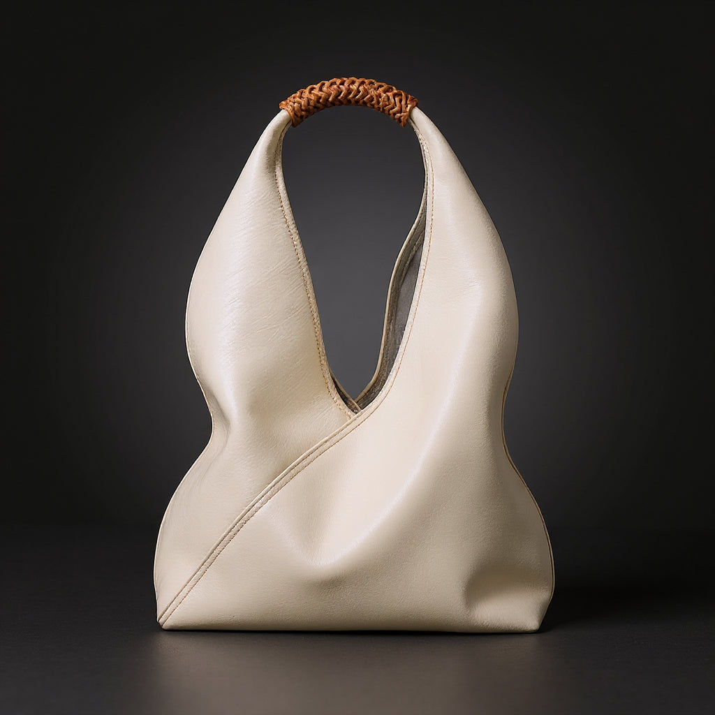 Sienna slouchy top handle bag in pearl, front view