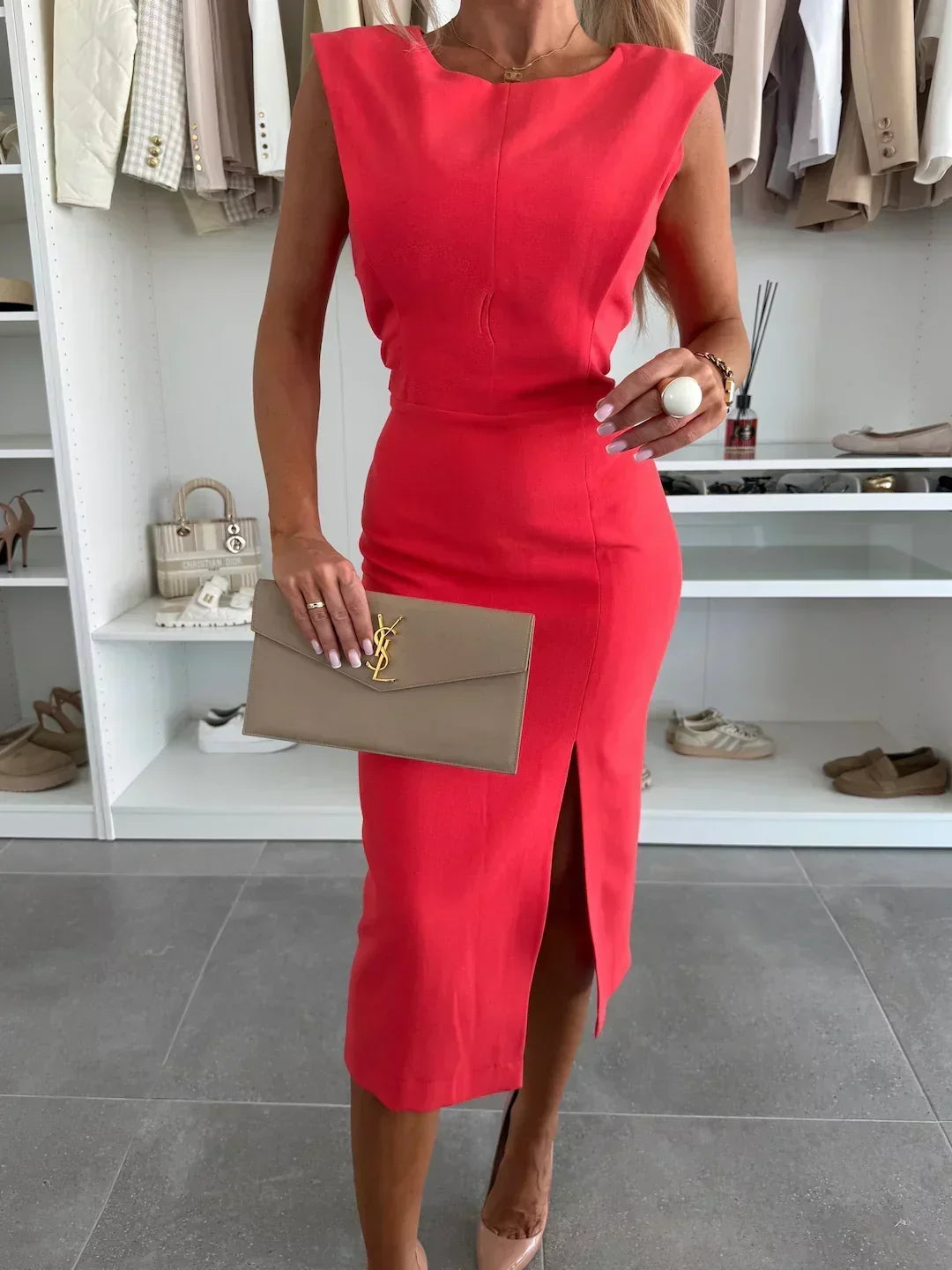 LIORA™ | Button-Front Midi Dress